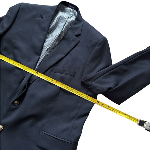 Stafford Tailored Culture Navy Gold Button Classic Fit Blazer Wool Size 50 Reg - Picture 3 of 7